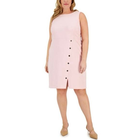 Kasper Plus Size Sleeveless Snap Sheath Dress - NWT 20W Tutu Pink - Picture 6 of 6